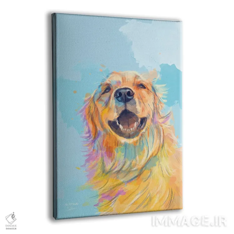 تابلو دکوراتیو لبخند طلایی – پرتره گلدن رتریور اثر فلو آرت استودیو - نمای پرسپکتیو محصول