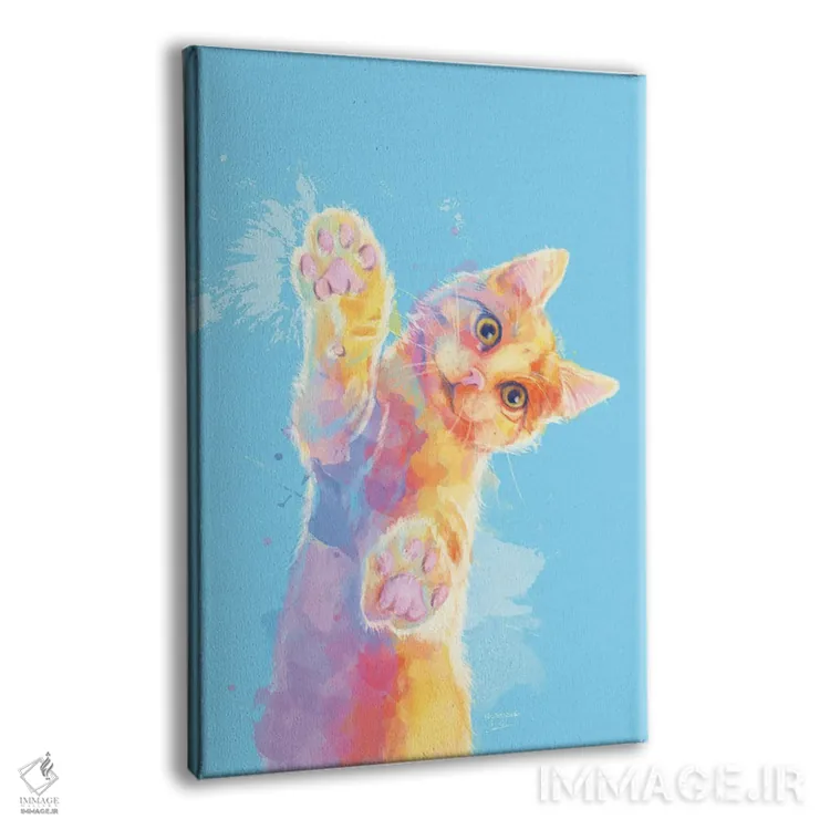 تابلو دکوراتیو بچه گربه کنجکاو اثر فلو آرت استودیو - نمای پرسپکتیو محصول
