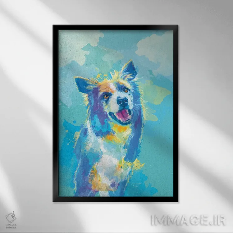 تابلو دکوراتیو پرتره بردر کولی اثر فلو آرت استودیو - نمای قابدار مشکی