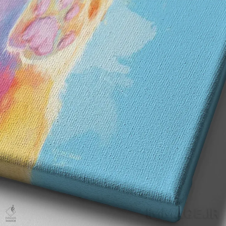 تابلو دکوراتیو بچه گربه کنجکاو اثر فلو آرت استودیو - نمای نزدیک بافت بوم