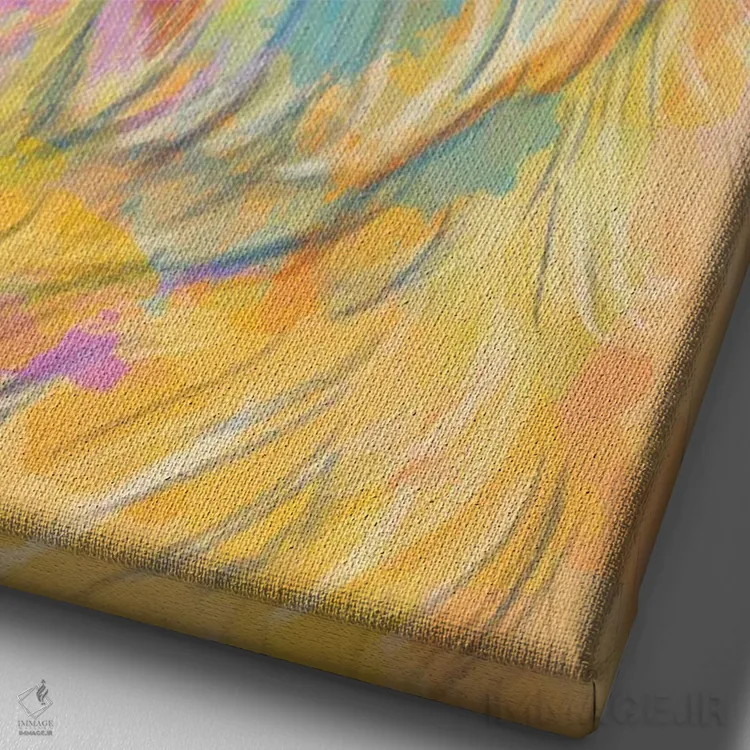 تابلو دکوراتیو لبخند طلایی – پرتره گلدن رتریور اثر فلو آرت استودیو - نمای نزدیک بافت بوم