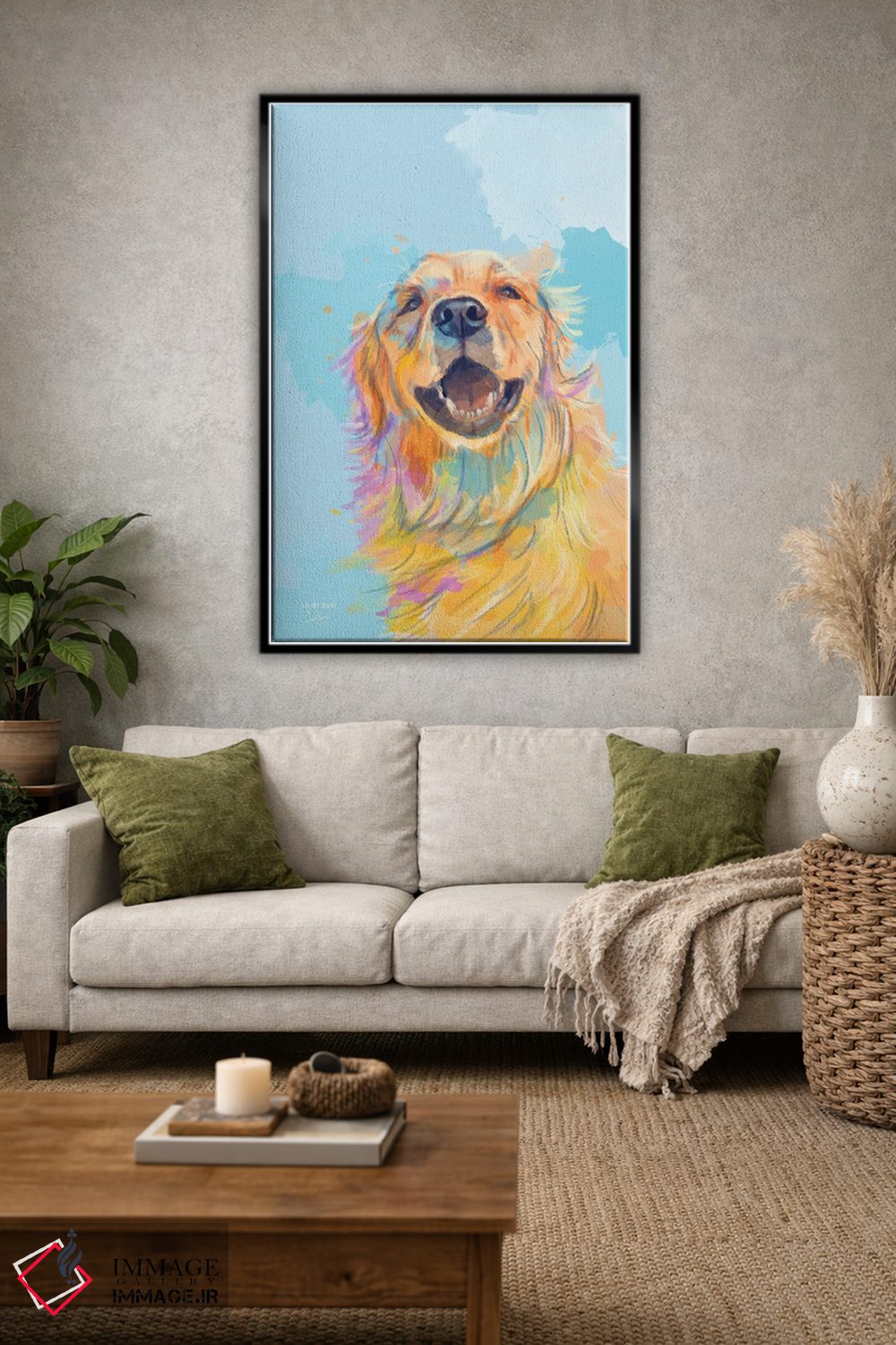 تابلو دکوراتیو لبخند طلایی – پرتره گلدن رتریور اثر فلو آرت استودیو - D2B