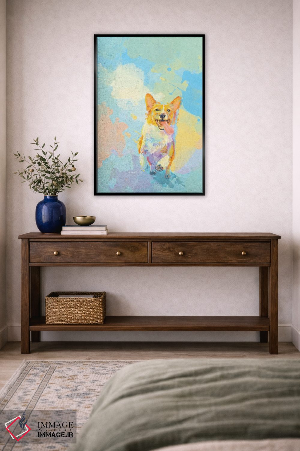 تابلو دکوراتیو کورگی خوشحال اثر فلو آرت استودیو - D5B