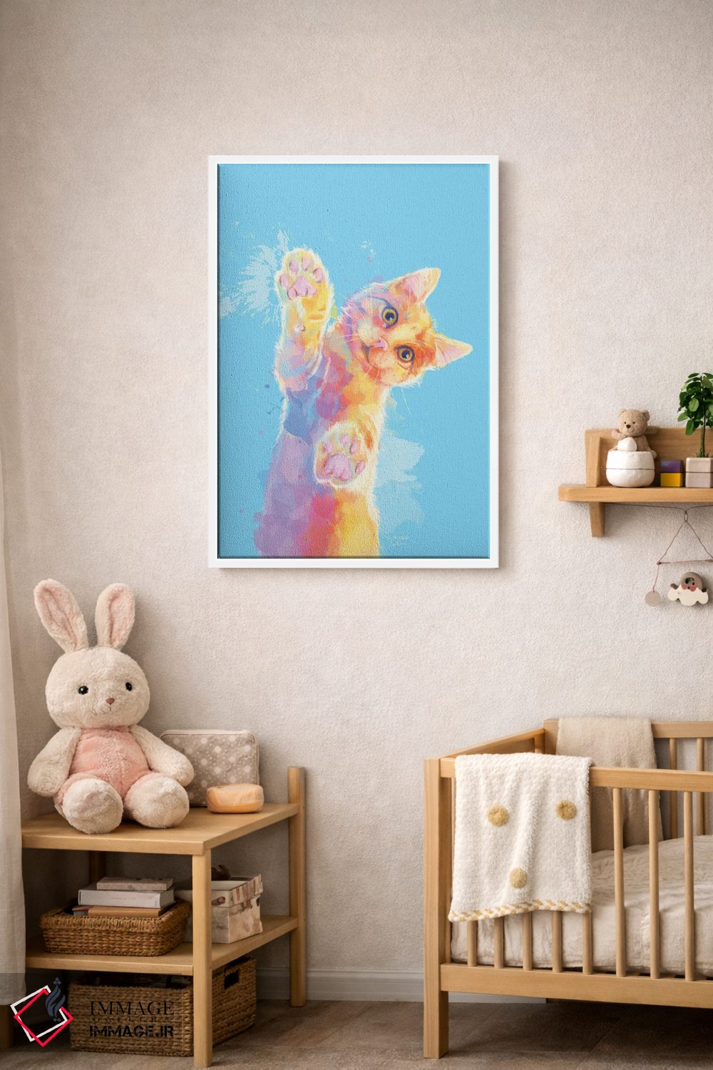 تابلو دکوراتیو بچه گربه کنجکاو اثر فلو آرت استودیو - D3W