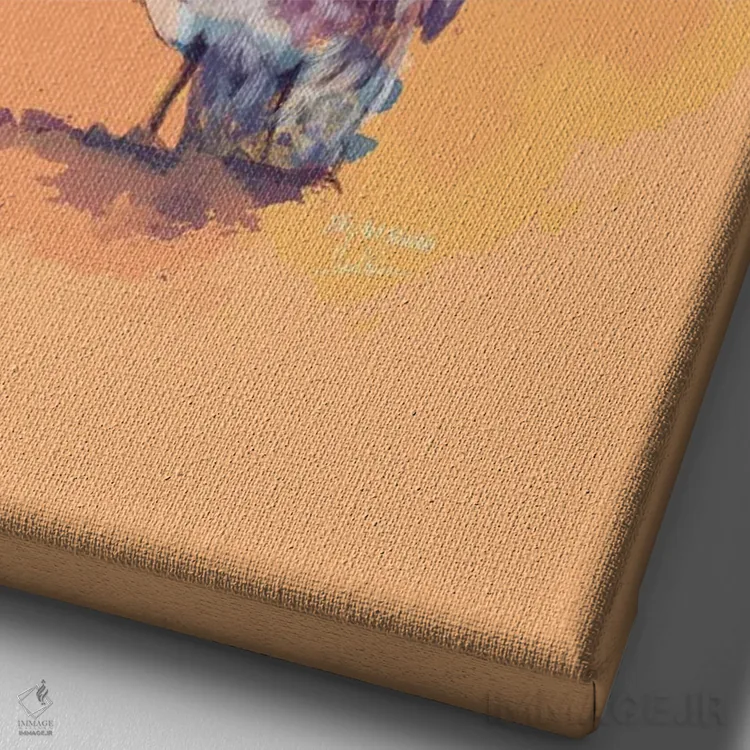 تابلو دکوراتیو سرتاسر بیابان رنگارنگ اثر فلو آرت استودیو - نمای نزدیک بافت بوم