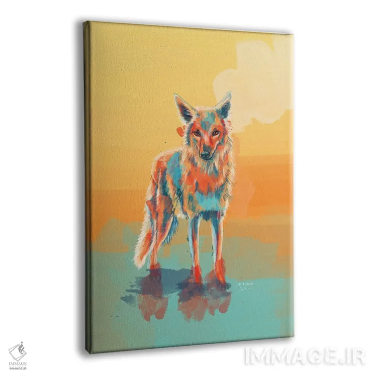 تابلو دکوراتیو کایوتی وحشی تنها اثر فلو آرت استودیو - نمای پرسپکتیو محصول