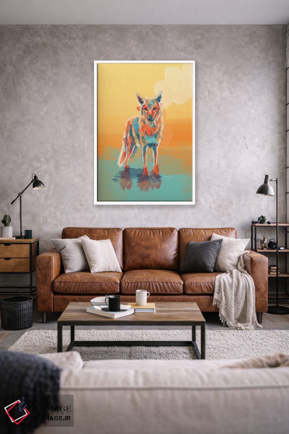 تابلو دکوراتیو کایوتی وحشی تنها اثر فلو آرت استودیو - D1W