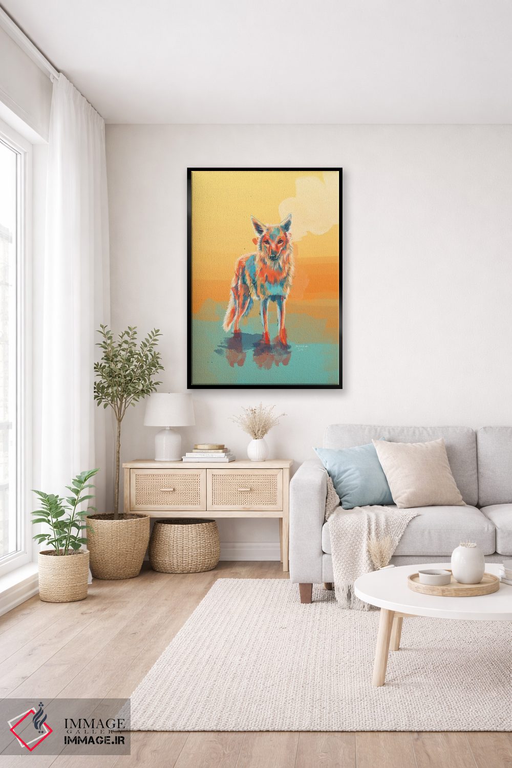 تابلو دکوراتیو کایوتی وحشی تنها اثر فلو آرت استودیو - D3B