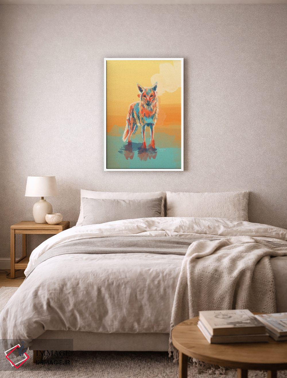 تابلو دکوراتیو کایوتی وحشی تنها اثر فلو آرت استودیو - D6W