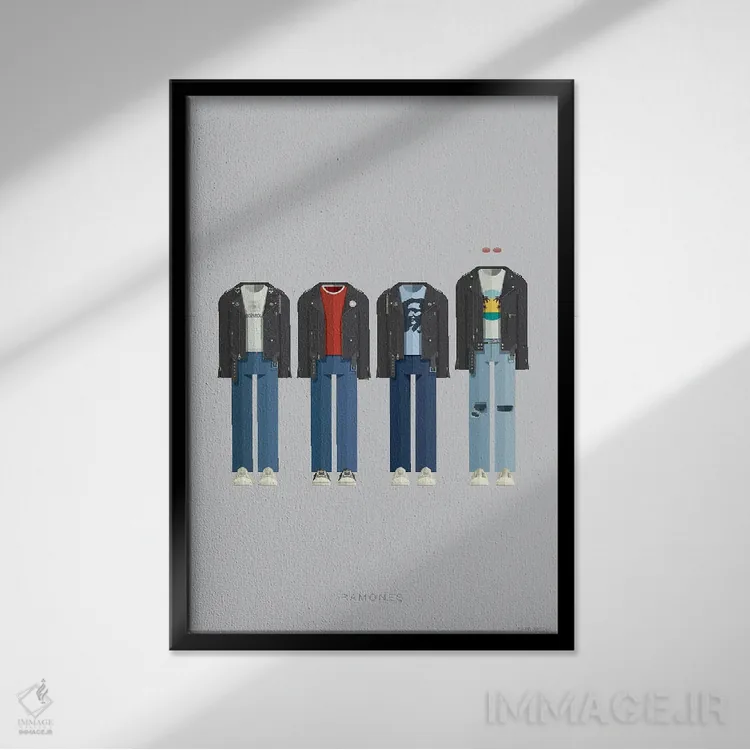 تابلو دکوراتیو رامونز اثر فرد بیرچال - نمای قابدار مشکی