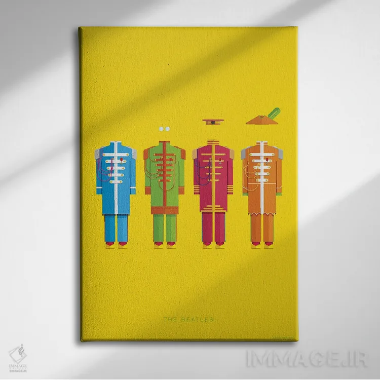 تابلو دکوراتیو بیتلز اثر فرد بیرچال - نمای روبهرو روی دیوار