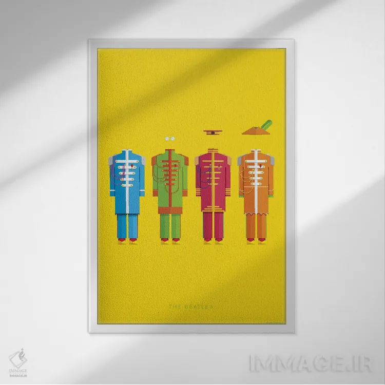 تابلو دکوراتیو بیتلز اثر فرد بیرچال - نمای قابدار سفید