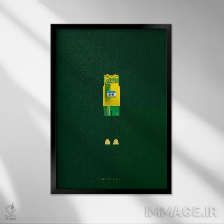 تابلو دکوراتیو یوسین بولت اثر فرد بیرچال - نمای قابدار مشکی