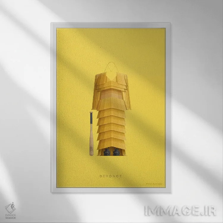 تابلو دکوراتیو بیانسه اثر فرد بیرچال - نمای قابدار سفید