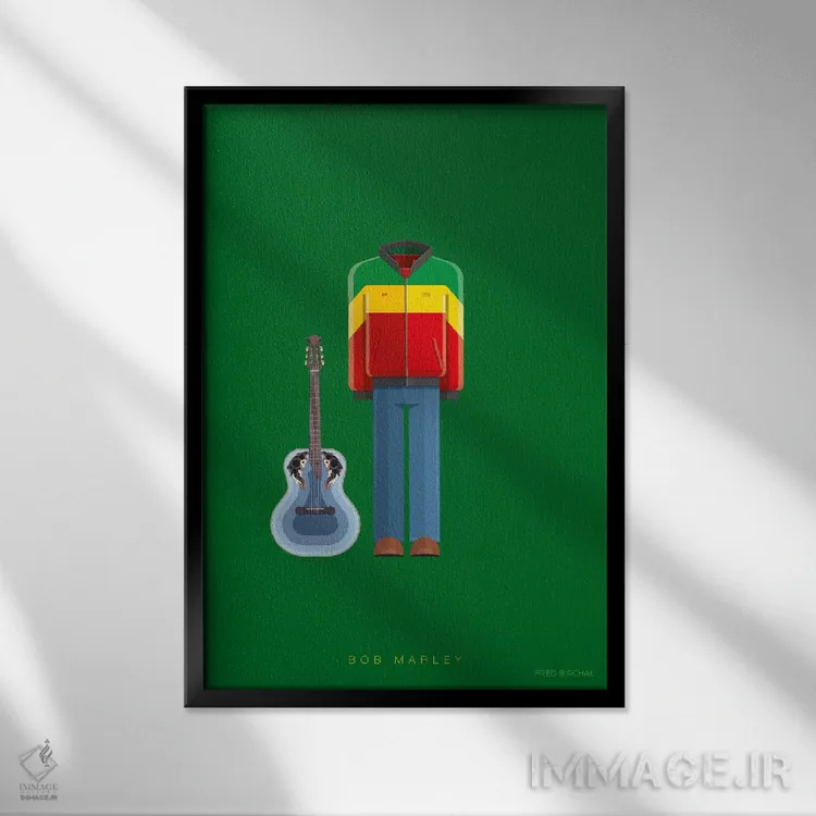 تابلو دکوراتیو باب مارلی اثر فرد بیرچال - نمای قابدار مشکی