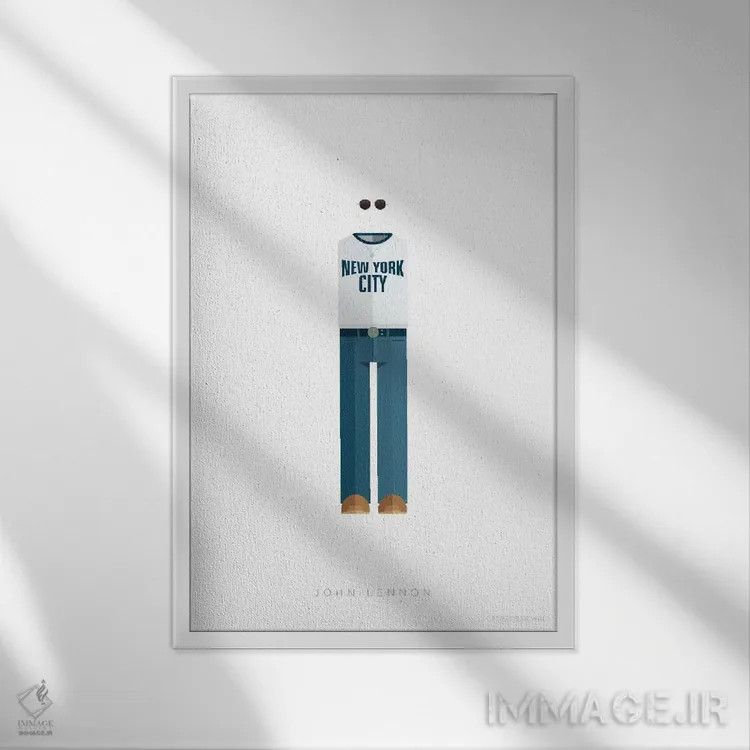 تابلو دکوراتیو جان لنون اثر فرد بیرچال - نمای قابدار سفید