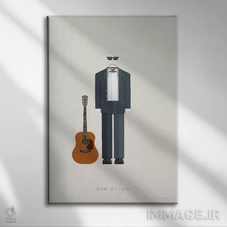 تابلو دکوراتیو باب دیلن اثر فرد بیرچال - نمای روبهرو روی دیوار