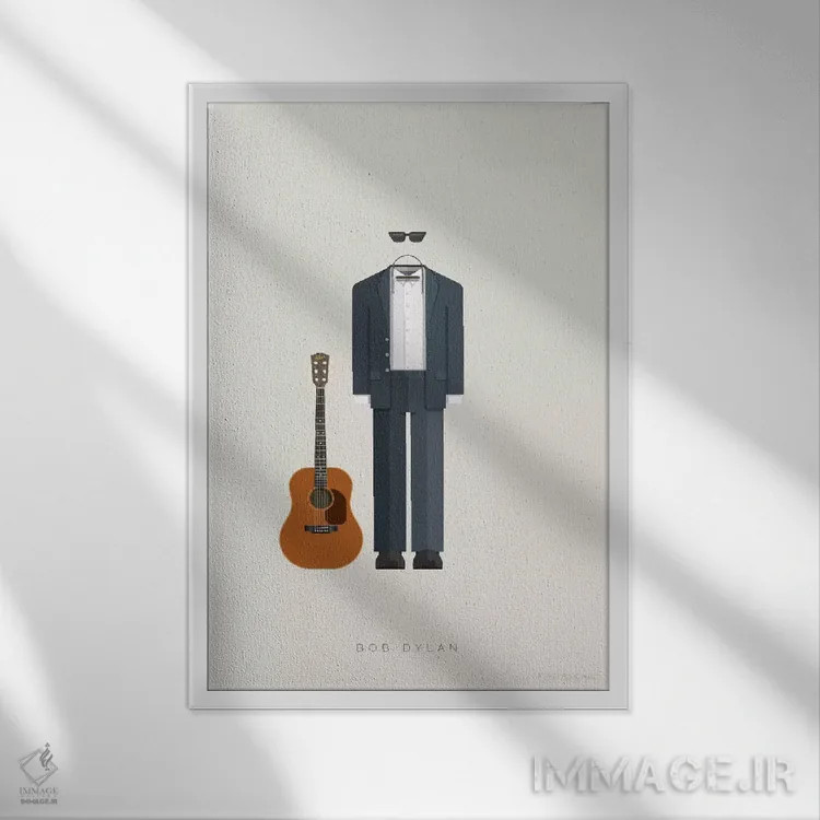 تابلو دکوراتیو باب دیلن اثر فرد بیرچال - نمای قابدار سفید