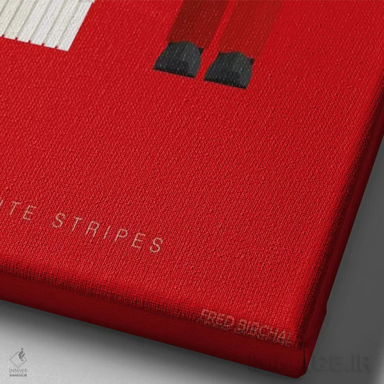 تابلو دکوراتیو وایت استرایپس اثر فرد بیرچال - نمای نزدیک بافت بوم