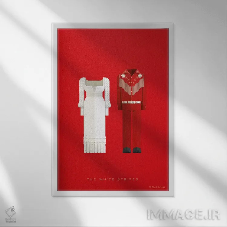 تابلو دکوراتیو وایت استرایپس اثر فرد بیرچال - نمای قابدار سفید