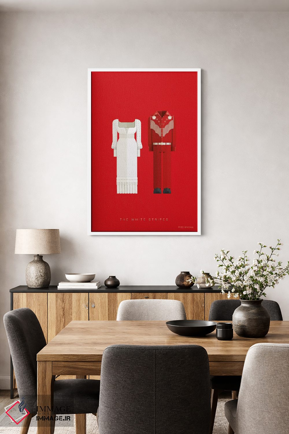 تابلو دکوراتیو وایت استرایپس اثر فرد بیرچال - D4W