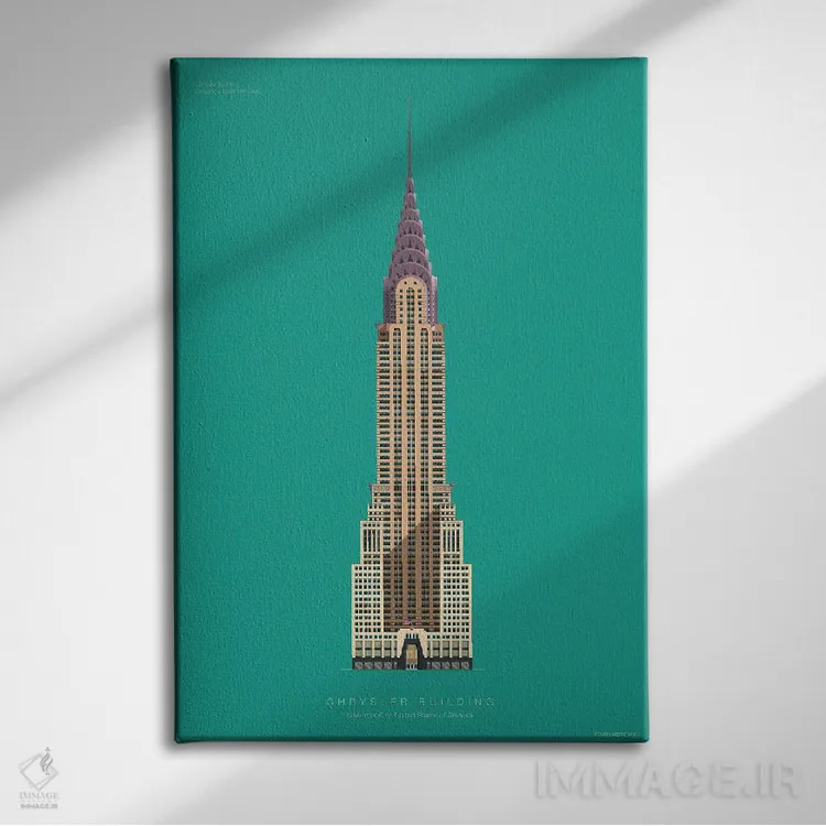 تابلو دکوراتیو ساختمان کرایسلر – نیویورک، آمریکا اثر فرد بیرچال - نمای روبهرو روی دیوار