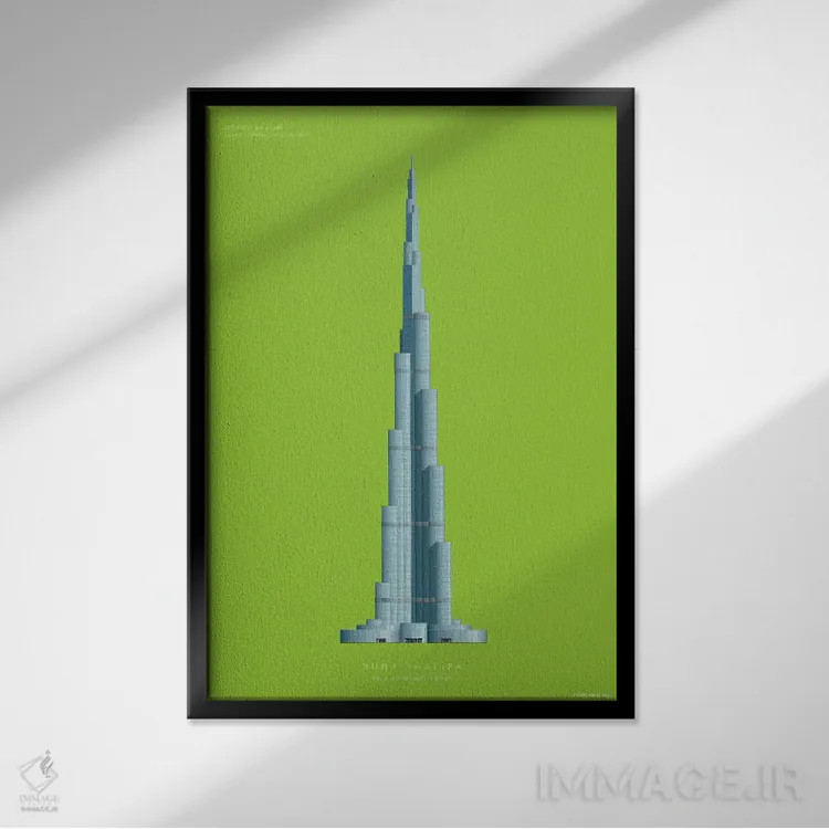 تابلو دکوراتیو برج خلیفه – دبی، امارات متحده عربی اثر فرد بیرچال - نمای قابدار مشکی