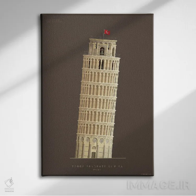 تابلو دکوراتیو برج کج پیزا – پیزا، ایتالیا اثر فرد بیرچال - نمای روبهرو روی دیوار