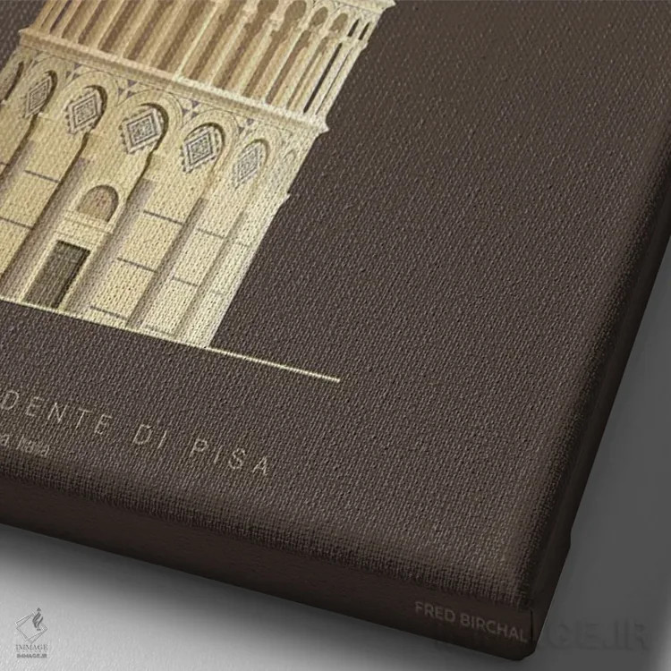 تابلو دکوراتیو برج کج پیزا – پیزا، ایتالیا اثر فرد بیرچال - نمای نزدیک بافت بوم