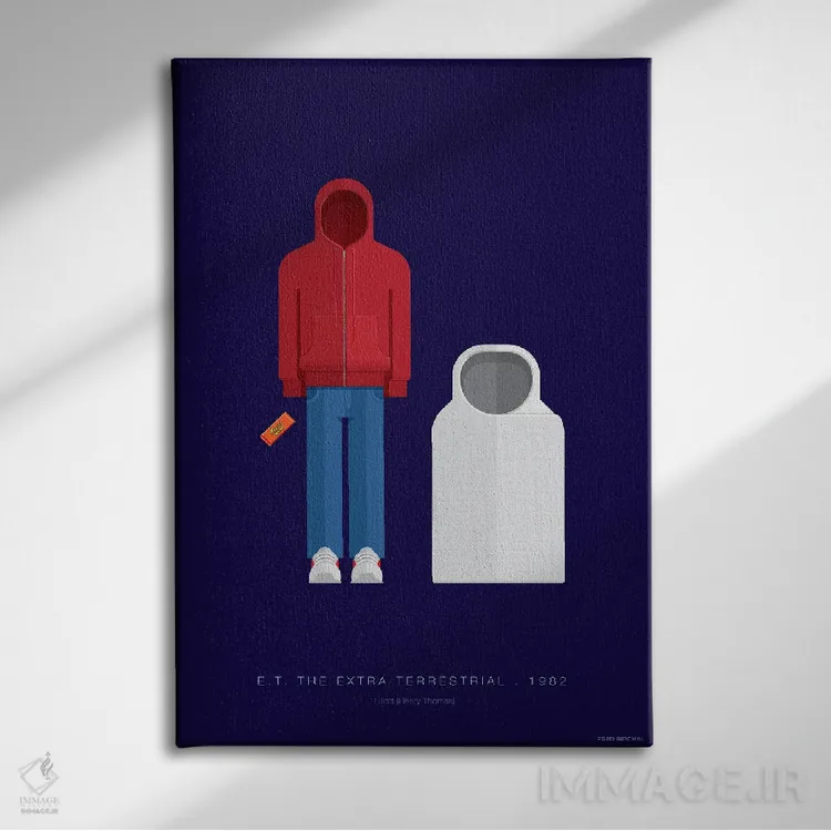 تابلو دکوراتیو ای.تی. موجود فرازمینی اثر فرد بیرچال - نمای روبهرو روی دیوار