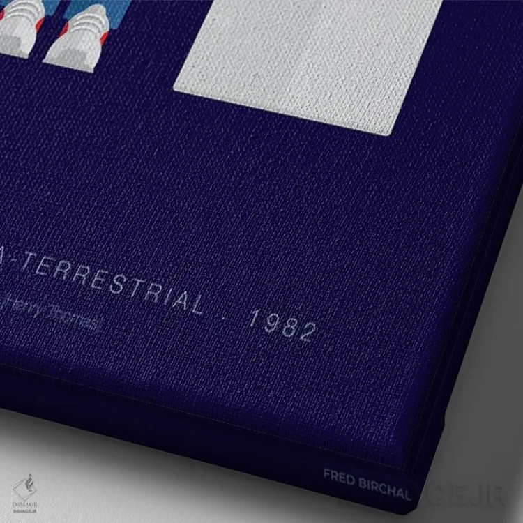 تابلو دکوراتیو ای.تی. موجود فرازمینی اثر فرد بیرچال - نمای نزدیک بافت بوم