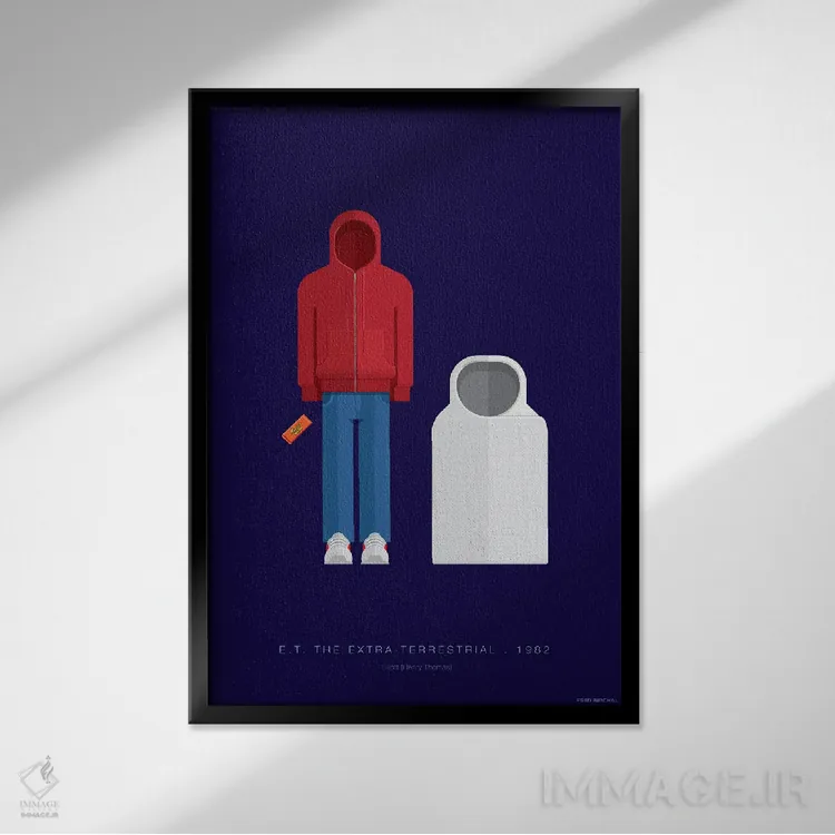 تابلو دکوراتیو ای.تی. موجود فرازمینی اثر فرد بیرچال - نمای قابدار مشکی