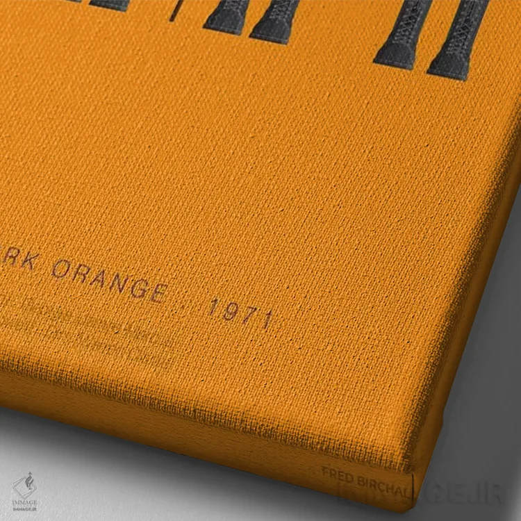 تابلو مینیمال پرتقال کوکی اثر فرد بیرچال - نمای نزدیک بافت بوم