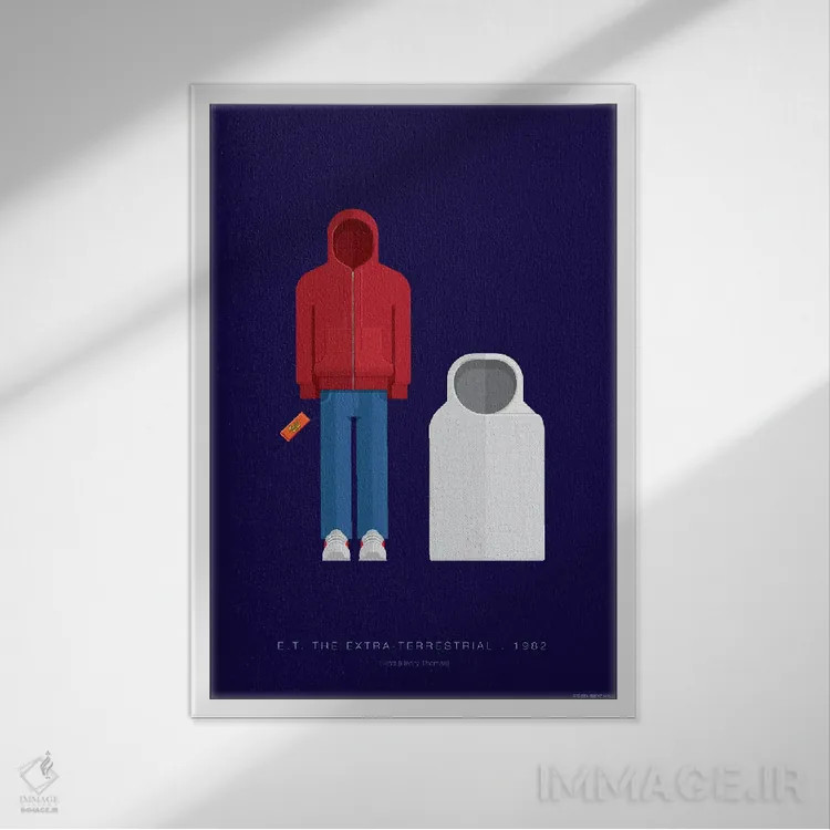 تابلو دکوراتیو ای.تی. موجود فرازمینی اثر فرد بیرچال - نمای قابدار سفید