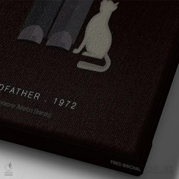 تابلو دکوراتیو پدرخوانده دون ویتو کورلئونه اثر فرد بیرچال - نمای نزدیک بافت بوم