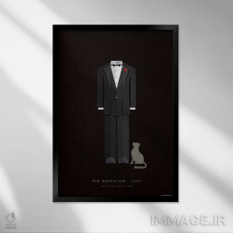 تابلو دکوراتیو پدرخوانده دون ویتو کورلئونه اثر فرد بیرچال - نمای قابدار مشکی