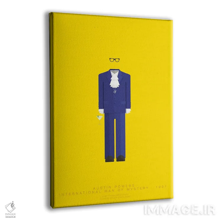 تابلو مینیمال آستین پاورز اثر فرد بیرچال - نمای پرسپکتیو محصول