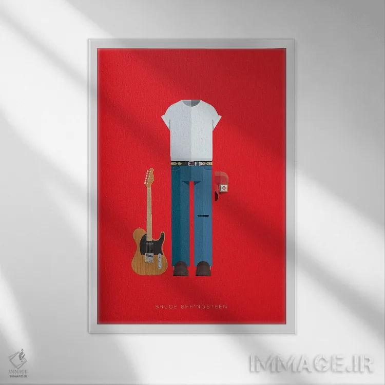 تابلو دکوراتیو بروس اسپرینگستین اثر فرد بیرچال - نمای قابدار سفید