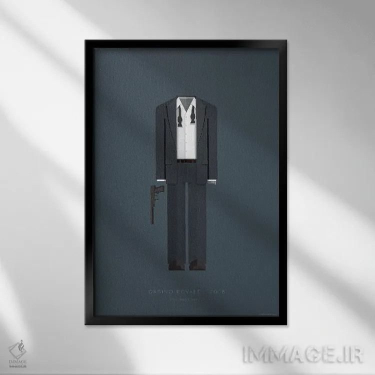 تابلو مینیمال کازینو رویال اثر فرد بیرچال - نمای قابدار مشکی