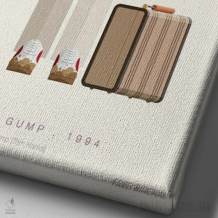 تابلو مینیمال فارست گامپ، ۱۹۹۴ اثر فرد بیرچال - نمای نزدیک بافت بوم