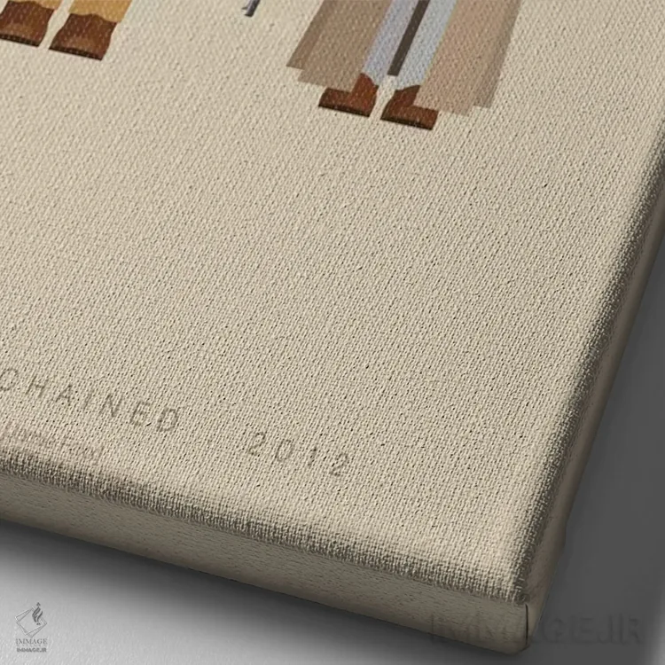 تابلو مینیمال جانگو رها از بند ۲ اثر فرد بیرچال - نمای نزدیک بافت بوم