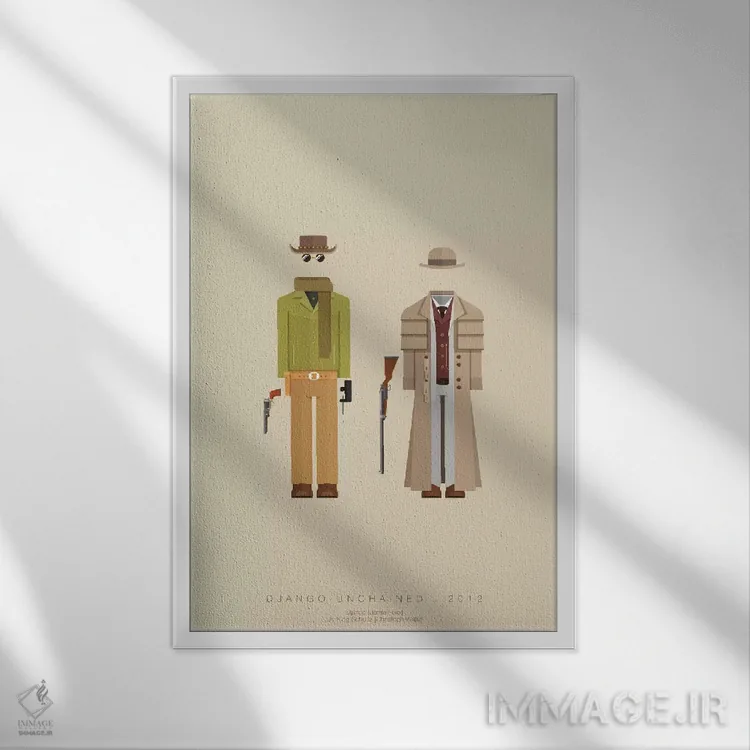 تابلو مینیمال جانگو رها از بند ۲ اثر فرد بیرچال - نمای قابدار سفید