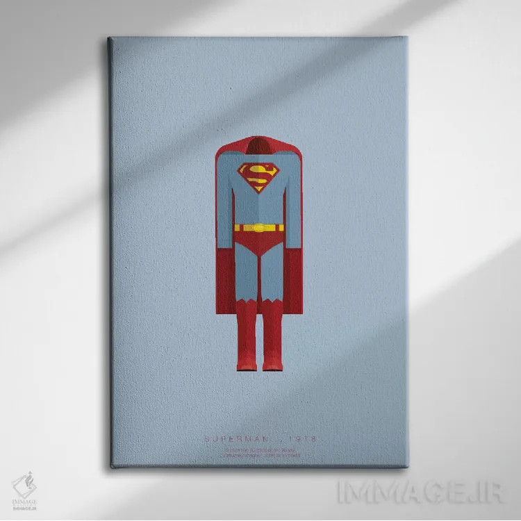 تابلو مینیمال سوپرمن اثر فرد بیرچال - نمای روبهرو روی دیوار