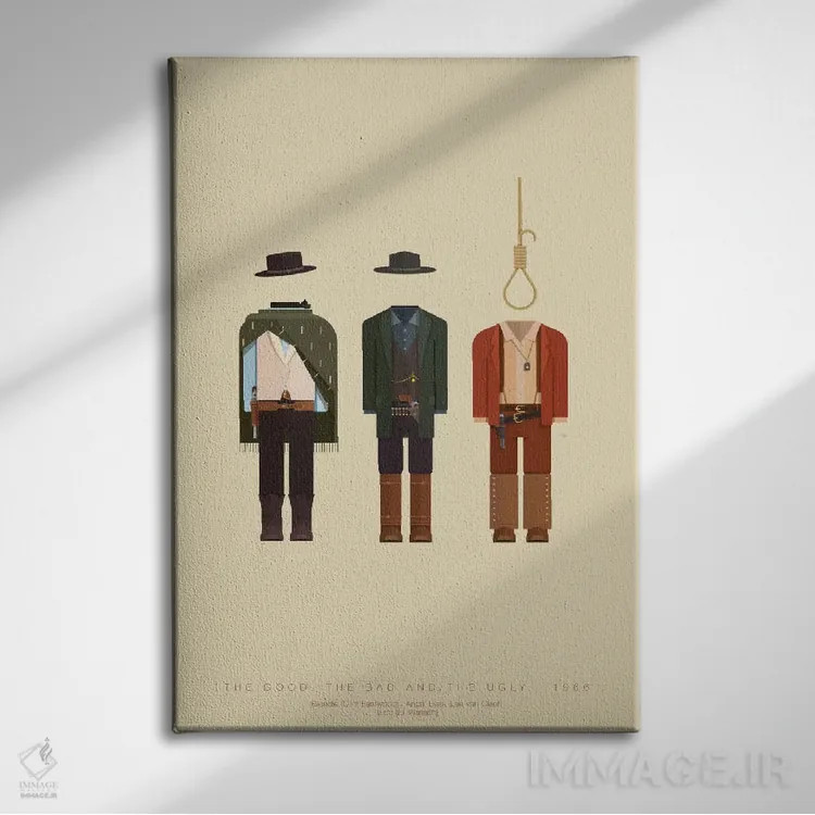 تابلو مینیمال خوب، بد، زشت اثر فرد بیرچال - نمای روبهرو روی دیوار