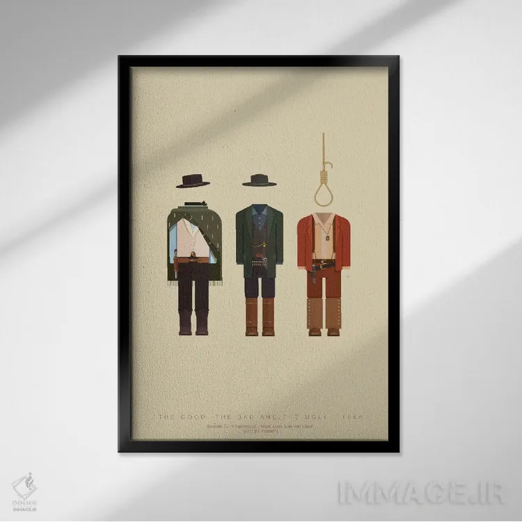 تابلو مینیمال خوب، بد، زشت اثر فرد بیرچال - نمای قابدار مشکی