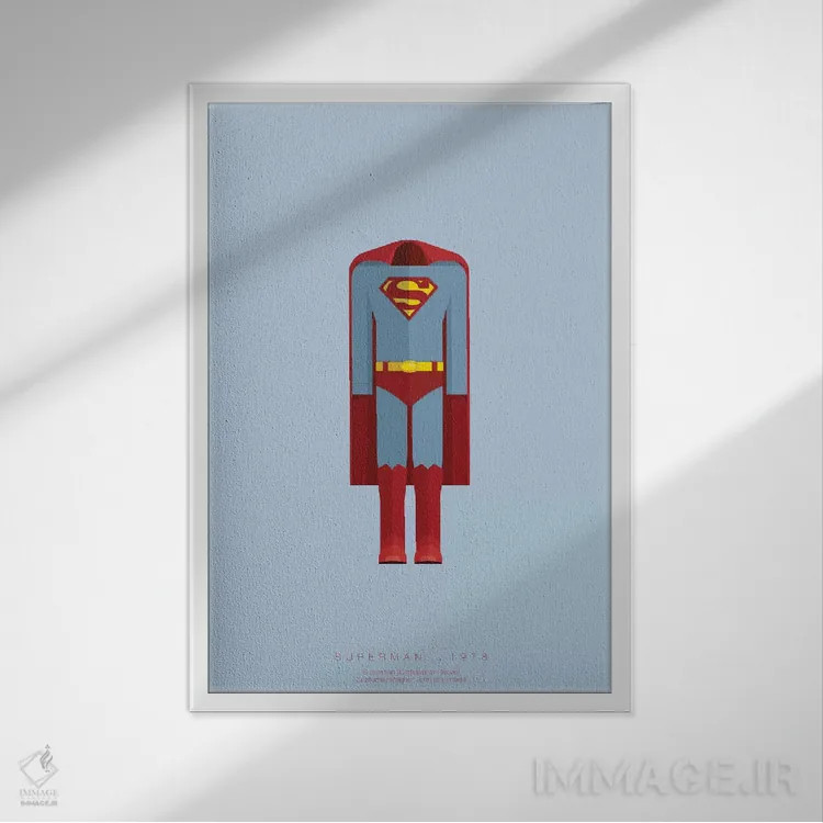 تابلو مینیمال سوپرمن اثر فرد بیرچال - نمای قابدار سفید