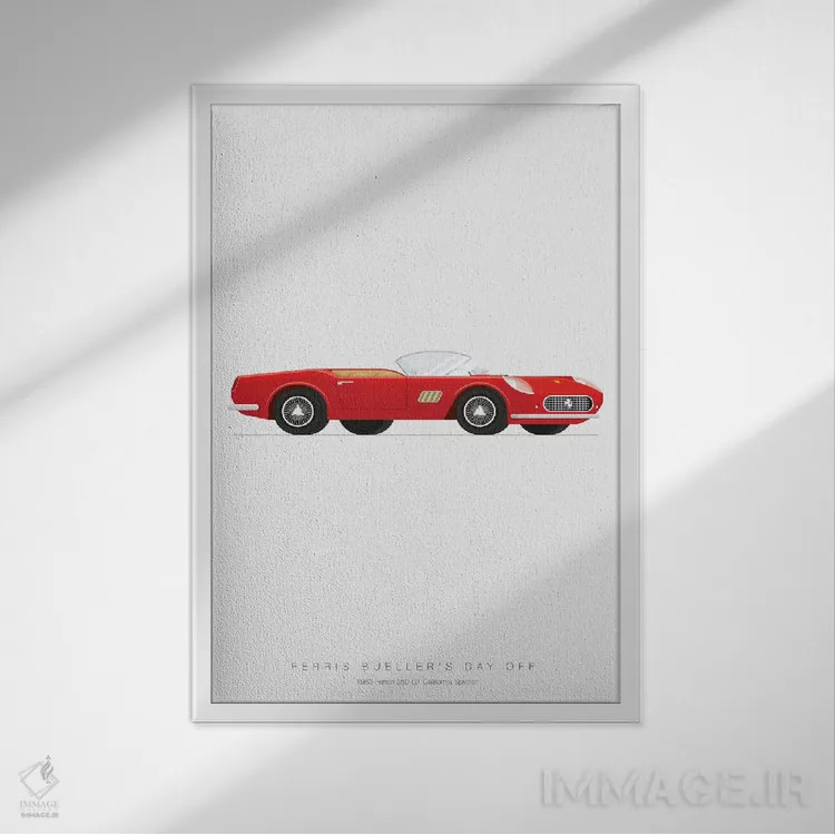 تابلو مینیمال مرخصی فریس بولر اثر فرد بیرچال - نمای قابدار سفید