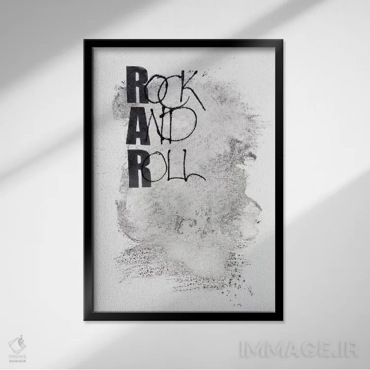 تابلو دکوراتیو راک اند رول اثر دیزاین فابریکن - نمای قابدار مشکی