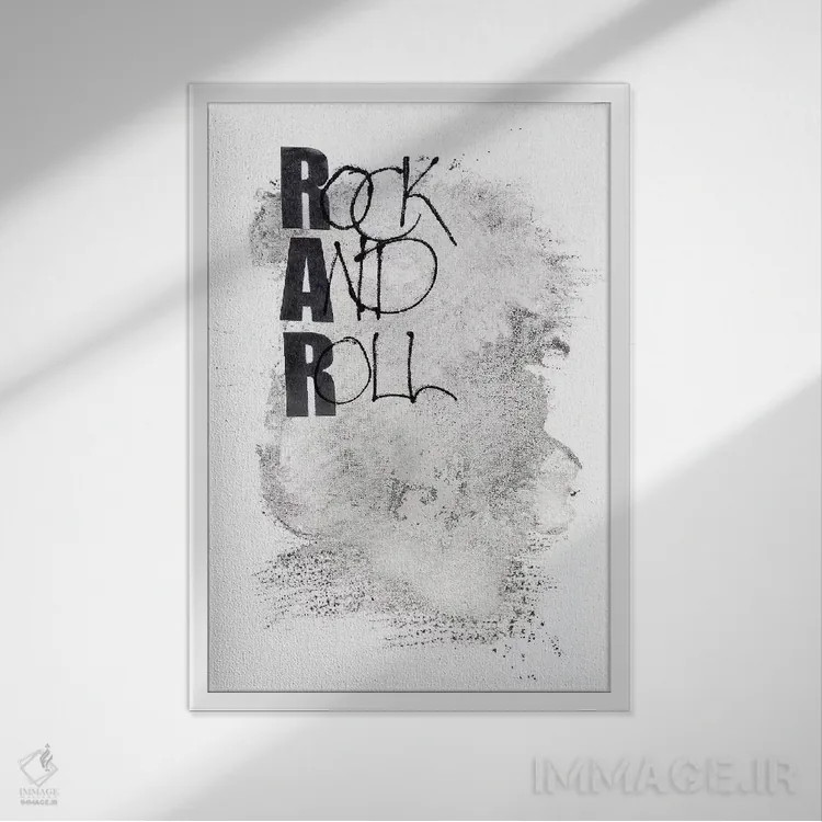 تابلو دکوراتیو راک اند رول اثر دیزاین فابریکن - نمای قابدار سفید