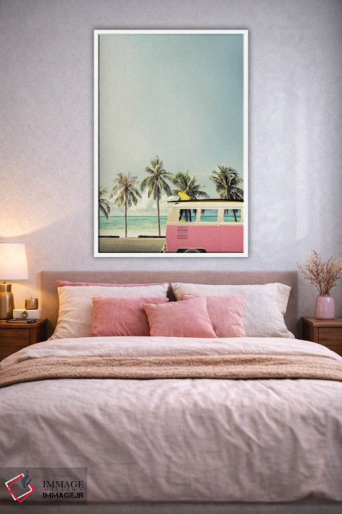 تابلو دکوراتیو اتوبوس ساحلی صورتی اثر دیزاین فابریکن - D1W
